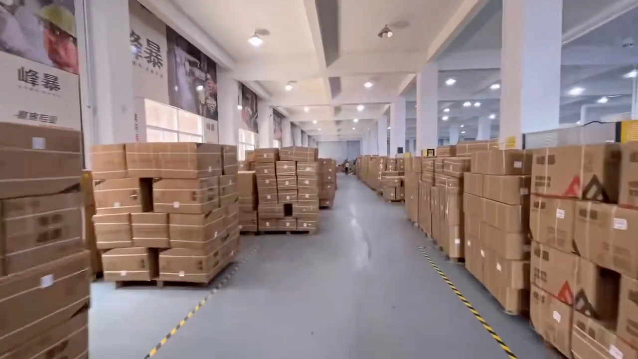 Pallets of packed cartons in the Fengbao finished goods warehouse